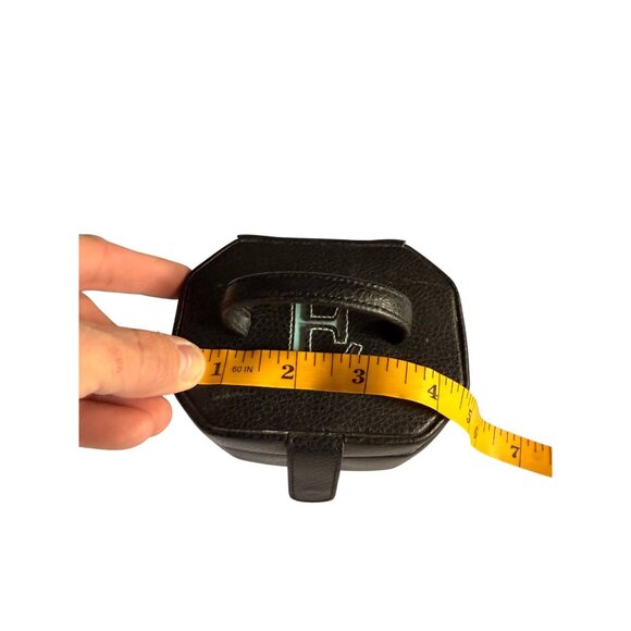 Black Faux Leather Jewelry Box With Mirror & Initial E Monogram - Travel Size 5" - Picture 4 of 9